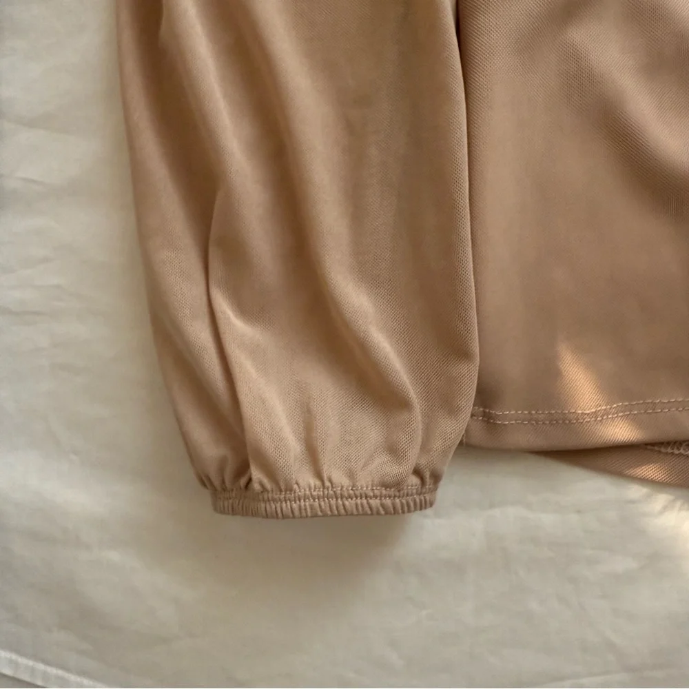 Brown Sheer Mesh V-Neck Long-Sleeved Top - Picture 6 of 6